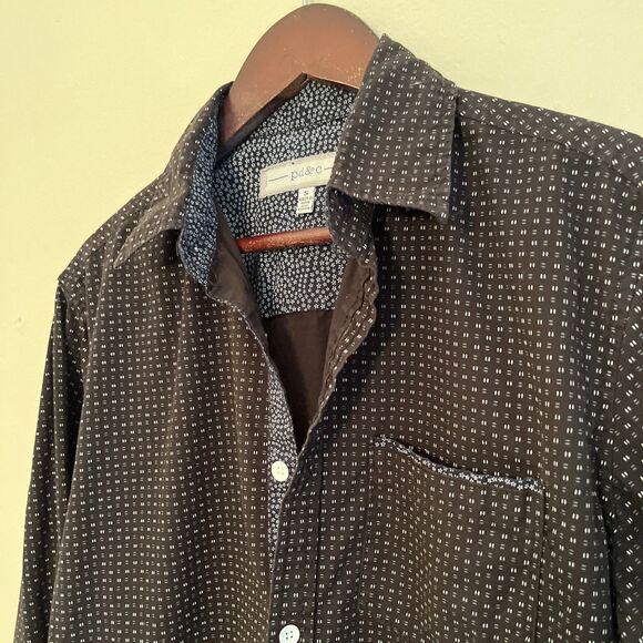 Paper Denim & Cloth Geo Floral Cottagecore Cotton Button Up, Black/Navy- Small - Picture 4 of 9